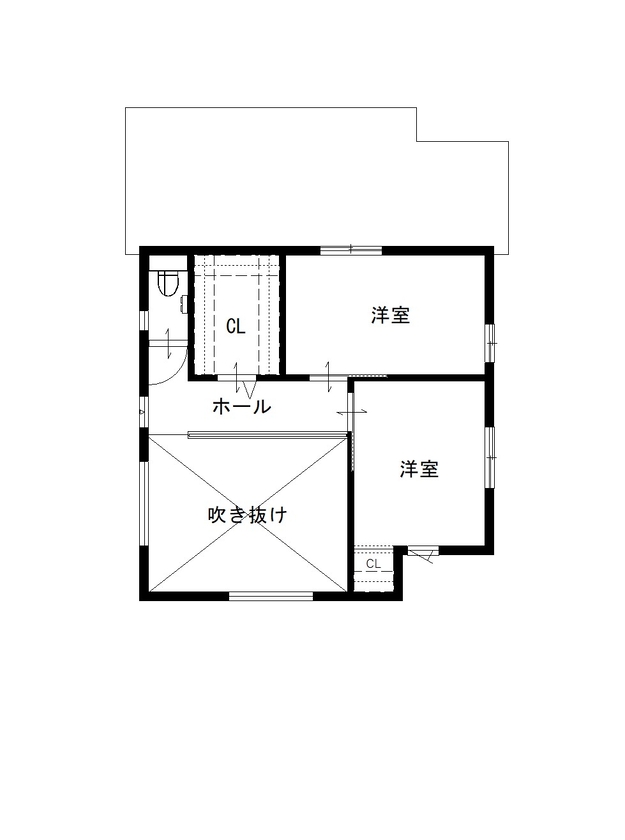 ユニバーサルホーム（福岡マリナ通り店、福岡南店、宗像店、唐津店） 【20坪台/間取り図】約8帖の吹抜けリビングが叶える家族が集う大空間LDKの間取り図（3LDK）2階