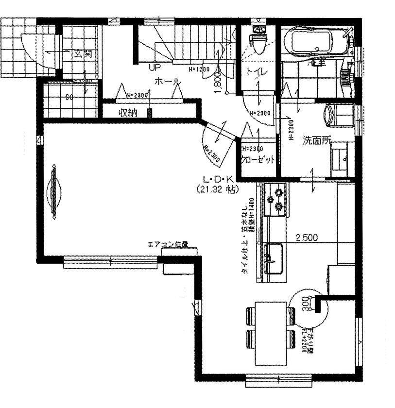 ユニバーサルホーム（福岡マリナ通り店、福岡南店、宗像店、唐津店） 【2,000万円台/30坪台/間取り図】プライバシーを確保した充実の書斎がある住まいの間取り図（3LDK）1階
