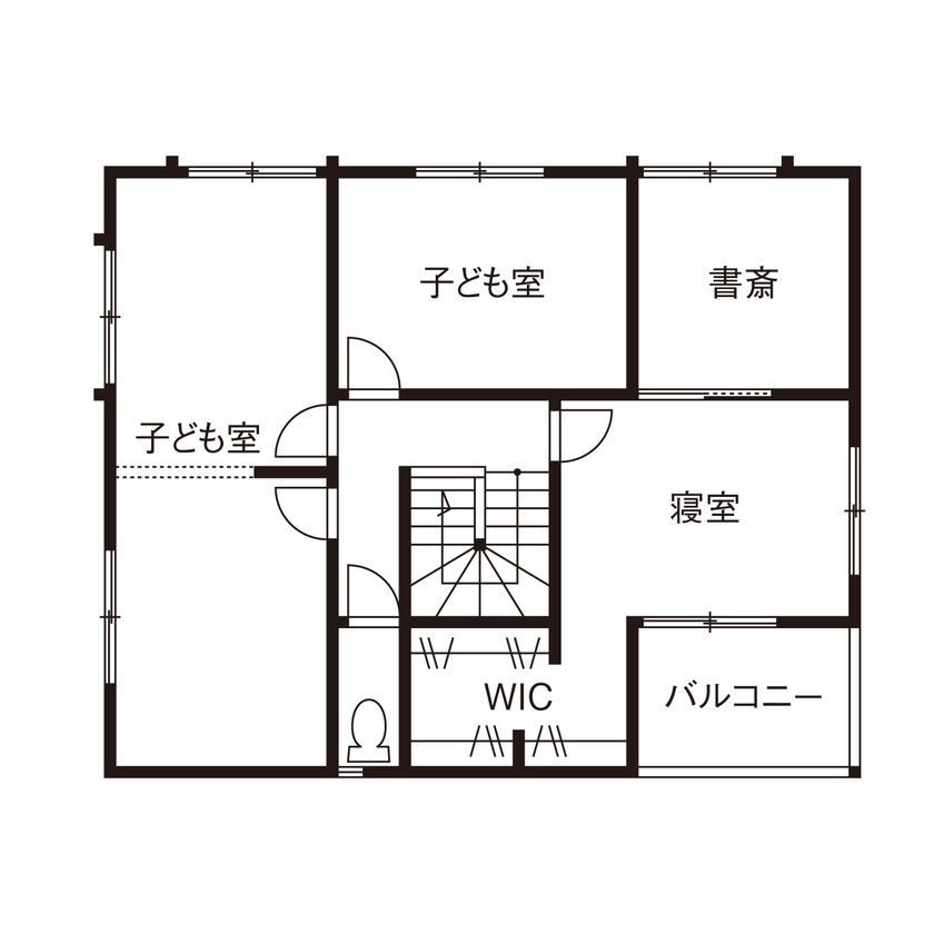 こだわり工務店　そうしん 【京都府/1000万円台/間取り有】回遊動線に裏動線、1階で家事が完結する間取りにこだわった快適な住まいの間取り図（5K以上）2階