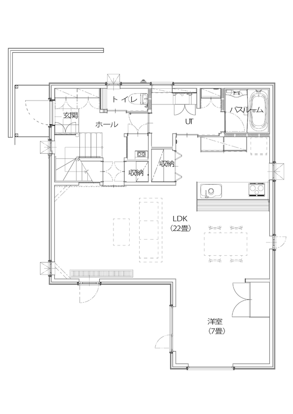 アートホーム 【mini prot Basic】｜北広島市/４LDK｜35坪タイプに１部屋をプラス［タイプと間取選択・規格化住宅］の間取り図（4LDK）1階