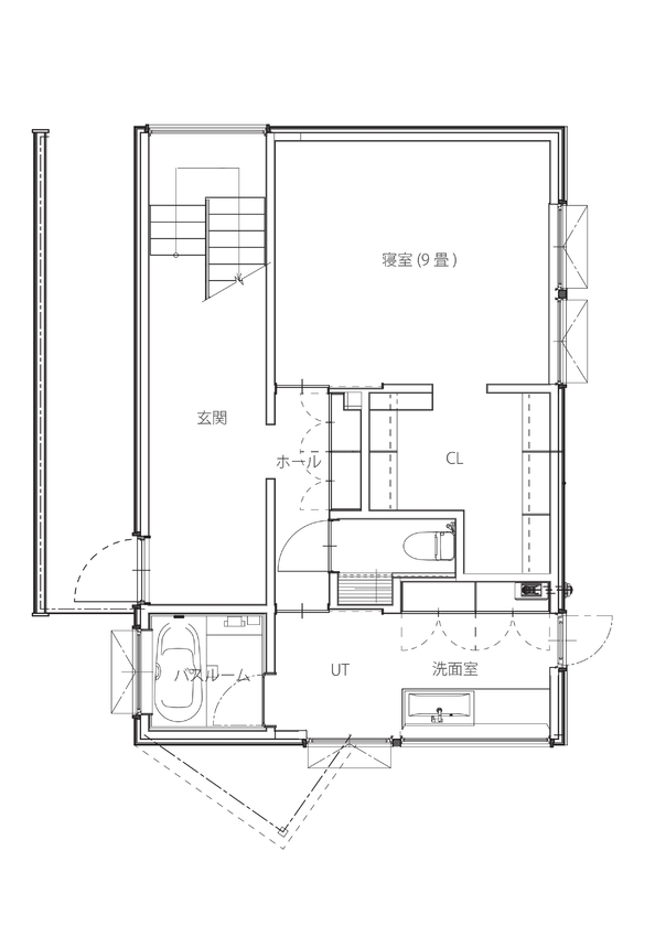 アートホーム 【A-Prot】｜2870万円/札幌市/1LDK+ラウンジ間取図｜変形地を生かした独創的なプランニングが楽しい住まいの間取り図（1LDK+ラウンジ）1階