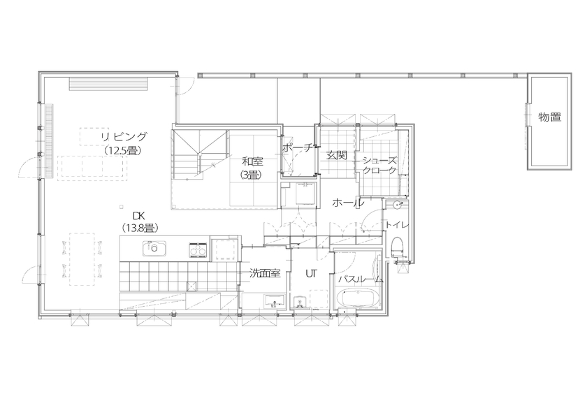 アートホーム 【A-Prot】｜札幌市/3LDK+フリースペース｜センスの良いデザインと無垢に触れながら、ゆったり暮らすの間取り図（3LDK+フリースペース）1階