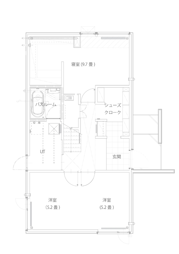 アートホーム 【A-Prot】｜3040万円/千歳市/3LDK間取図｜内と外の境界線を心地よい場所に置くことができる<ナナメヤネ>の間取り図（3LDK）1階