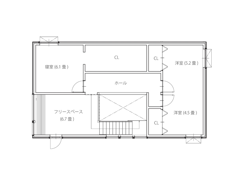 アートホーム 【mini prot Exz】｜苫小牧市/４LDK｜お客様ご要望のウッドデッキを配置［タイプと間取選択・規格化住宅］の間取り図（4LDK）2階