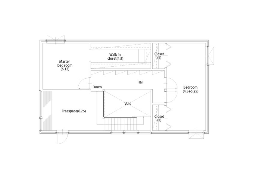 アートホーム 【mini prot Exz】｜札幌市/３LDK｜望みや好みを叶えられる規格化住宅［タイプと間取選択・規格化住宅］の間取り図（3LDK+フリースペース）2階