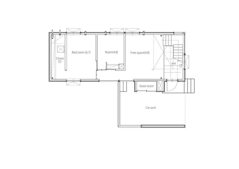 アートホーム 【A-Prot】｜3330万円/札幌市/2LDK+フリースペース｜広い土間玄関と2階リビング窓から季節の移ろいを感じるの間取り図（2LDK+フリースペース）1階