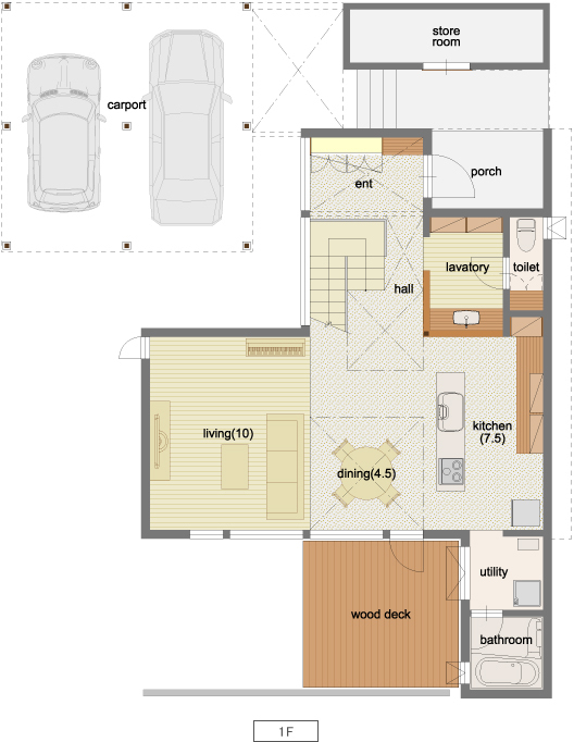 アートホーム 【A-Prot】｜3360万円/江別市/３LDK+ファミリークローク｜9年目も変わらない心地よさの間取り図（3LDK＋クローク）1階