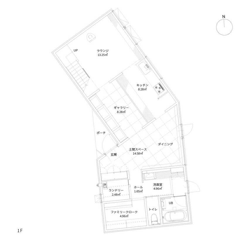 アートホーム 【A-Prot】｜小樽市 / 2LDK＋フリースペース｜空気のように自然と溶け合い日々を暮らす「365季」の家の間取り図（2LDK＋フリースペース）1階
