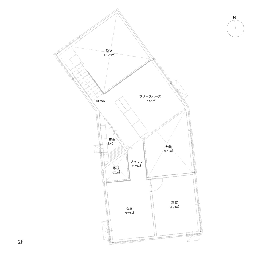 アートホーム 【A-Prot】｜小樽市 / 2LDK＋フリースペース｜空気のように自然と溶け合い日々を暮らす「365季」の家の間取り図（2LDK＋フリースペース）2階