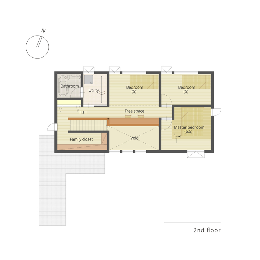アートホーム 【A-Prot】｜岩見沢市/3200万円台｜家にいるけど外にいるような、そんな家「ドマノマド」。の間取り図（3LDK）2階