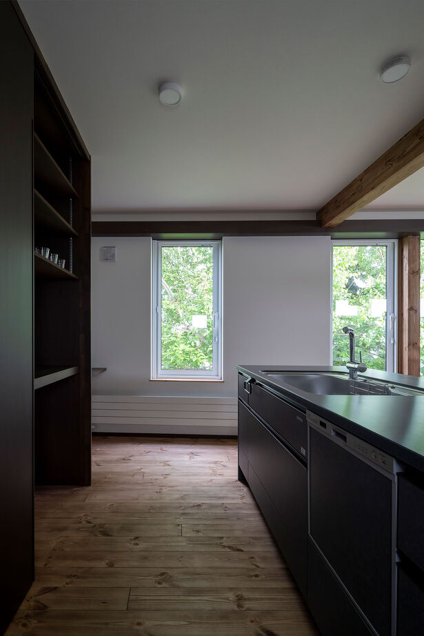 アートホーム 【重量木骨の家】｜札幌市 / 2LDK｜耐震構法 SE構法を採用、旗竿地を生かした「tunnel house」の建築実例画像6