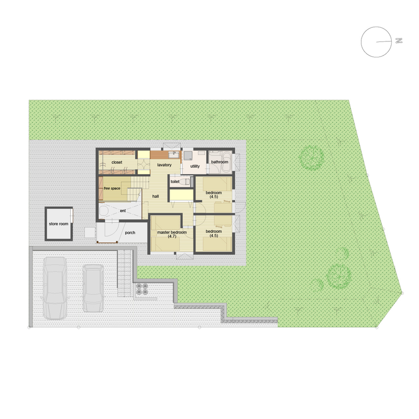 アートホーム 【A-Prot】｜札幌市｜四季の眺めと家族の時間を楽しむ緑に浮かぶ展望リビングの家「移ろう描写」の間取り図（3LDK）区画図