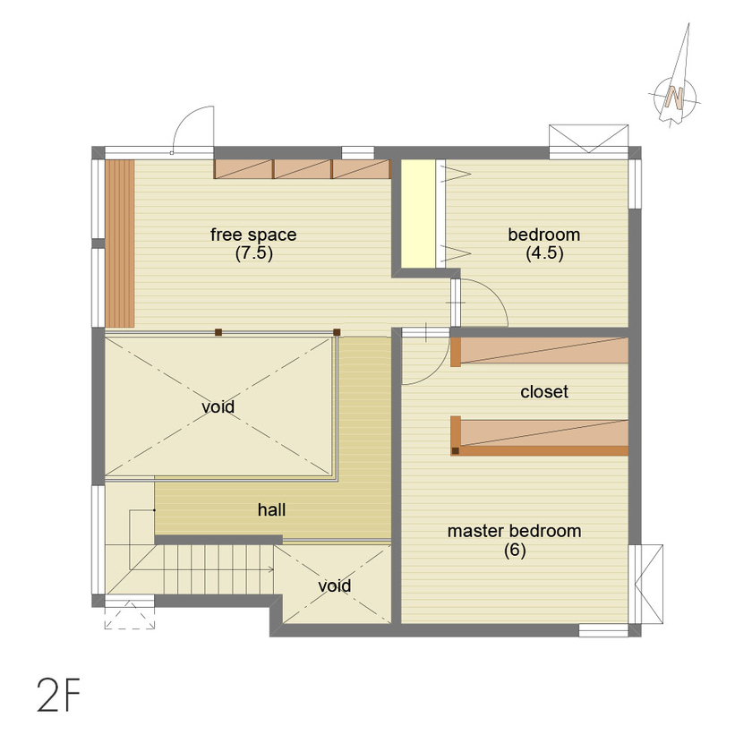 アートホーム 【A-Prot】｜札幌市｜自然を感じる、こもって寛ぐ。この場所だからできた家「森の海」の間取り図（2LDK＋フリースペース）2階