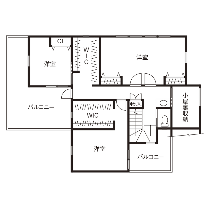 家物語　小林工務店 【1500～1999万円/間取り図有/無垢材】天井や床に無垢材を使用。性能・間取り等予算内で最大限の拘りを実現の間取り図（3LDK）２階