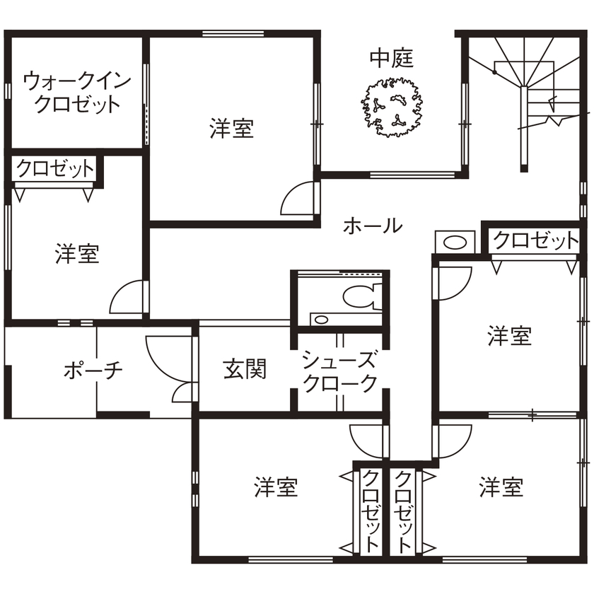 家物語　小林工務店 【1500万円～1999万円/吹き抜け/間取り図有】6人家族でも広々のバルコニーと和室のある家の間取り図（6LDK）１階