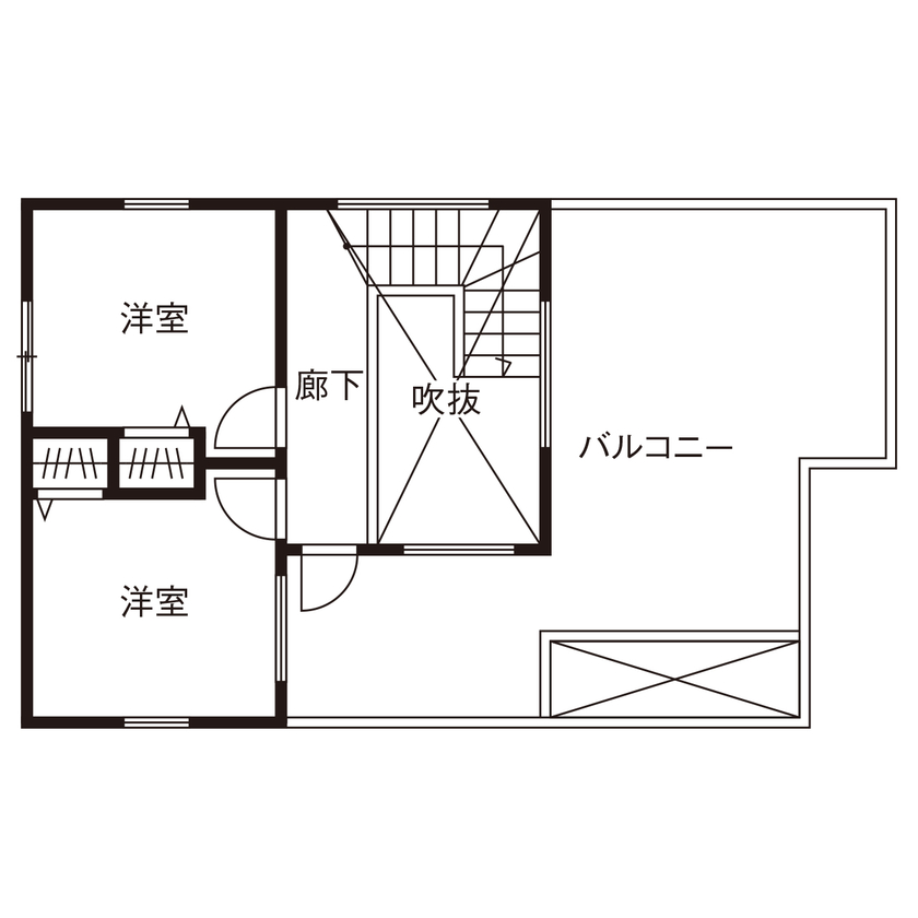 家物語　小林工務店 【1500~1999万円/3階建て/インナーバルコニー/間取り図有】プライバシーと外へのつながりを両立した家の間取り図（2LDK＋納戸）３階
