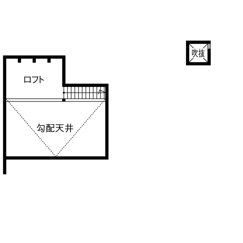 コラボハウス一級建築士事務所 【3000万円台／約33坪／間取り図有】お洒落好きな夫婦が住む高天井の平屋／ ロフト／回遊動線の間取り図（1LDK+WIC+納戸+ロフト）ロフト