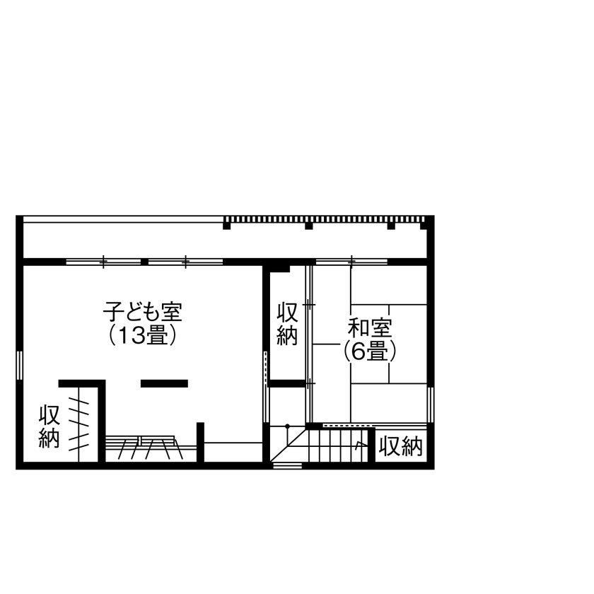コラボハウス一級建築士事務所 【2000万円台／約33坪／間取り図有】まるで高級旅館！畳玄関と格子を使った、かっこいい和風注文住宅の間取り図（3LDK+書斎）2階