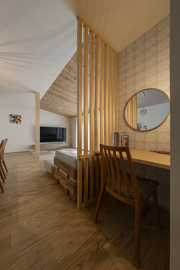 コラボハウス一級建築士事務所 3000万円台｜岸和田市｜30坪台｜間取り図｜リビングが真ん中。家族がつながる平屋の暮らしの建築実例画像9