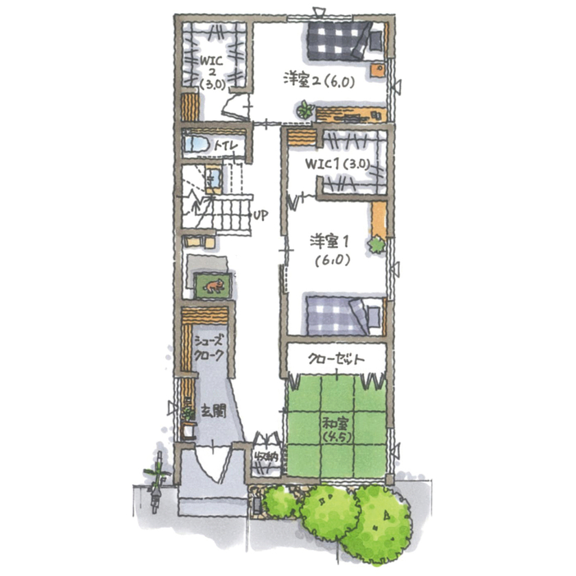 コラボハウス一級建築士事務所 3000万円台｜富田林市｜建て替え｜間取り図｜空が近い。柔らかな自然光に包まれる2階リビングの家の間取り図（4LDK）1階
