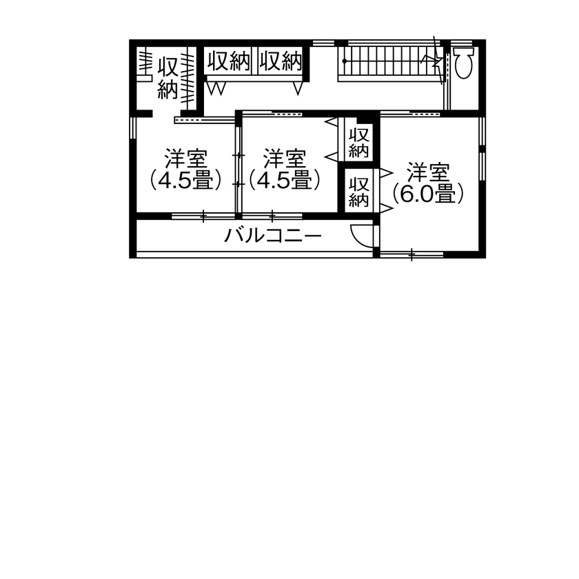 コラボハウス一級建築士事務所 【3000万円台／49坪／間取り図有】春を待つ家／鉄骨階段／ピアノの練習室の間取り図（6LDK）2階