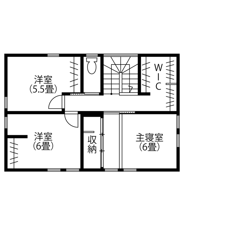 コラボハウス一級建築士事務所 【2000万円台／約31坪／間取り図有】キッチンと一体化したダイニングテーブル。ワイドなウッドデッキの間取り図（3LDK+タタミコーナー）2階