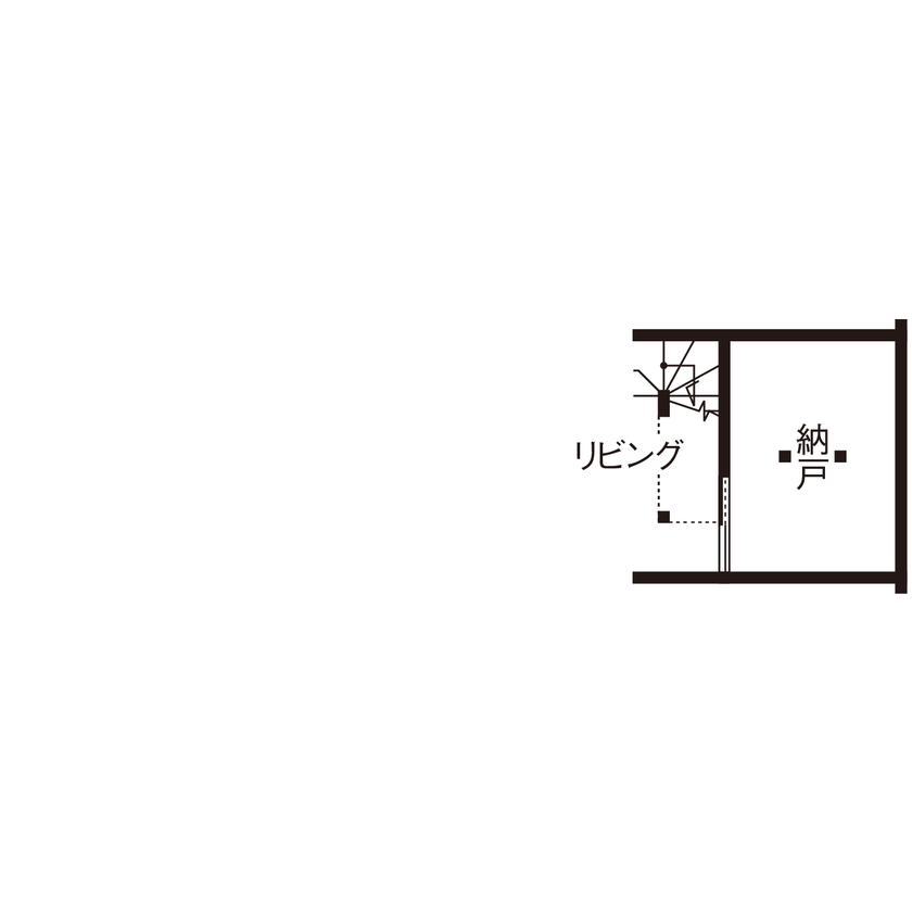 コラボハウス一級建築士事務所 1000万円台｜間取り図｜狭小地｜隣家が迫る21坪の小さな敷地で開放感いっぱいに暮らす、スキップフロアの家の間取り図（２LDK＋ロフト＋納戸）納戸