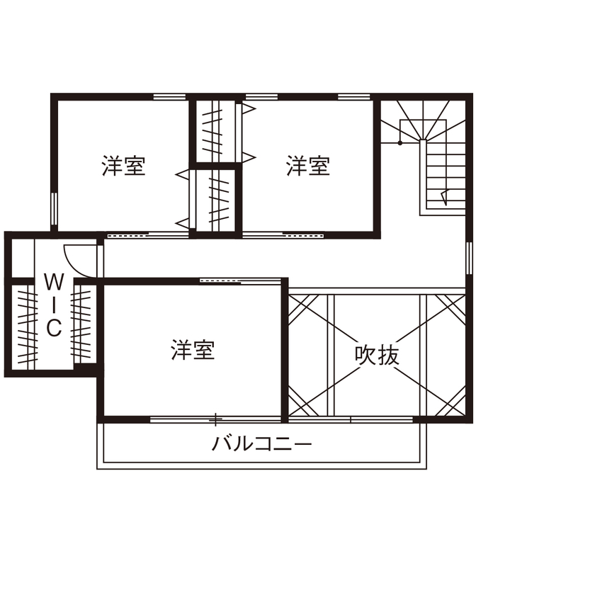 コラボハウス一級建築士事務所 2000万円台｜間取り図｜土地探し｜SUPボードが出迎える土間がある、マリンテイストの家の間取り図（4LDK）2階