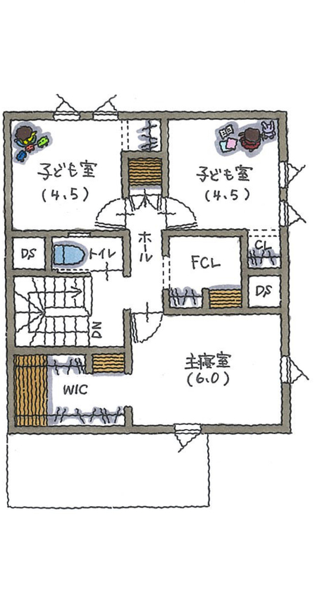 コラボハウス一級建築士事務所 2000万円台｜和泉市｜無機質｜間取り図｜お気に入りの家具やインテリアが映える「余白」のある家の間取り図（3LDK）2階