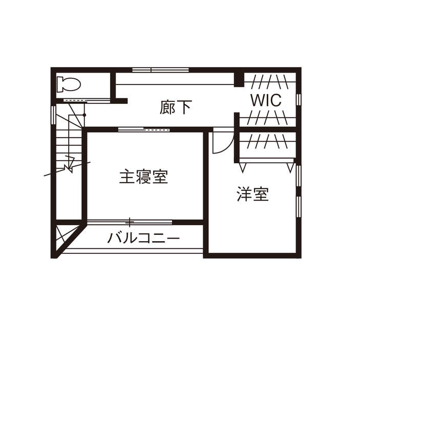 コラボハウス一級建築士事務所 2000万円台｜間取り図｜ビルトインガレージ｜アウトドア好きの夫婦が建てた、ナチュラルでちょっと無骨な家の間取り図（2LDK）2階