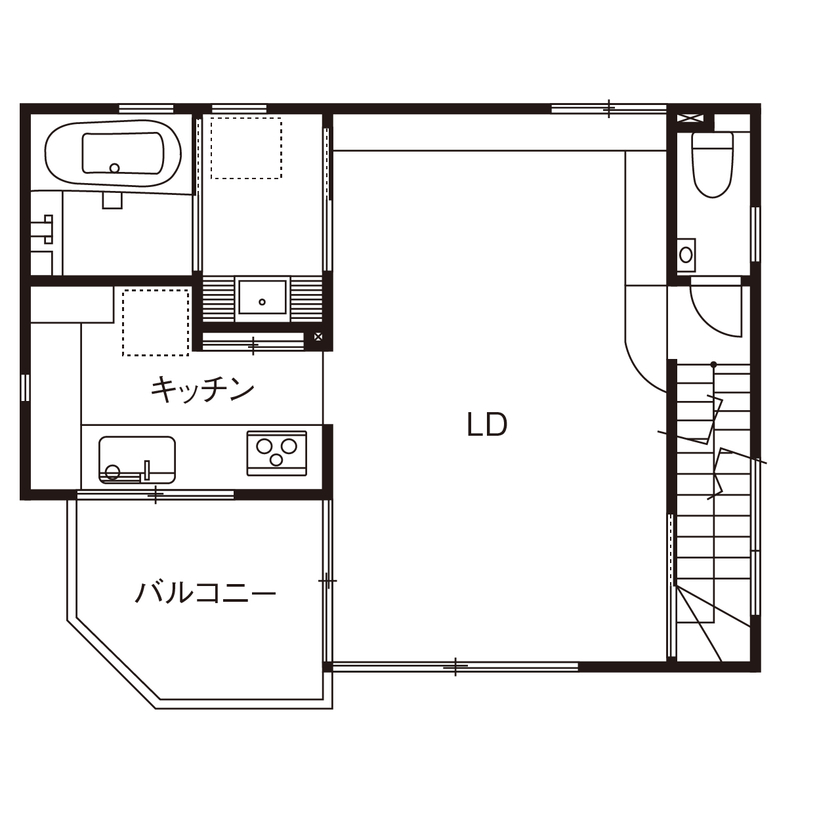 コラボハウス一級建築士事務所 2000万円台｜間取り図｜狭小地｜敷地22坪。めざしたのは、ヨーロッパの街角に佇むレトロなアパートメントの間取り図（2LDK＋ロフト）2階