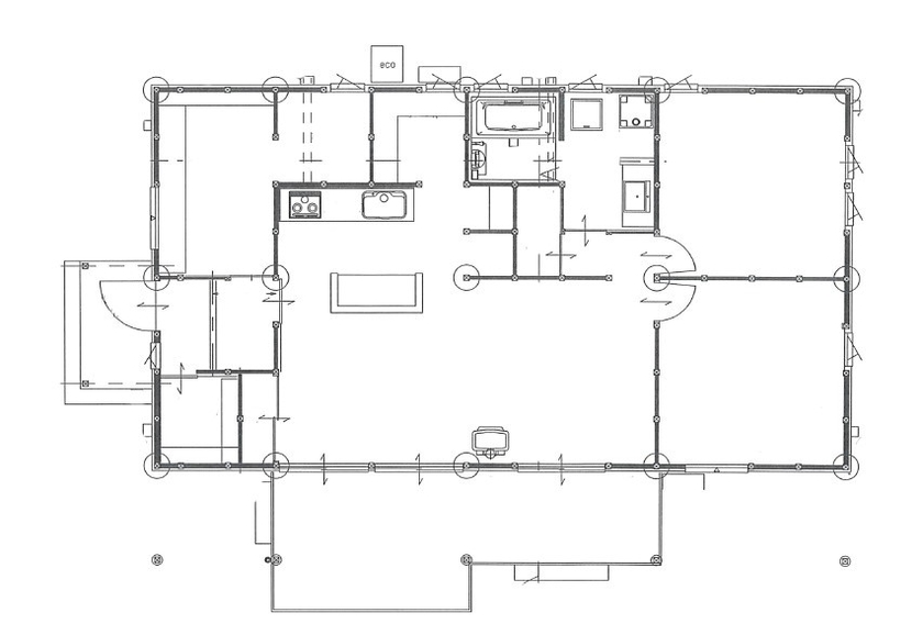 ネクストハウスデザイン 里山の風景に溶け込む大らかな平屋暮らしの間取り図（3LDK）1階