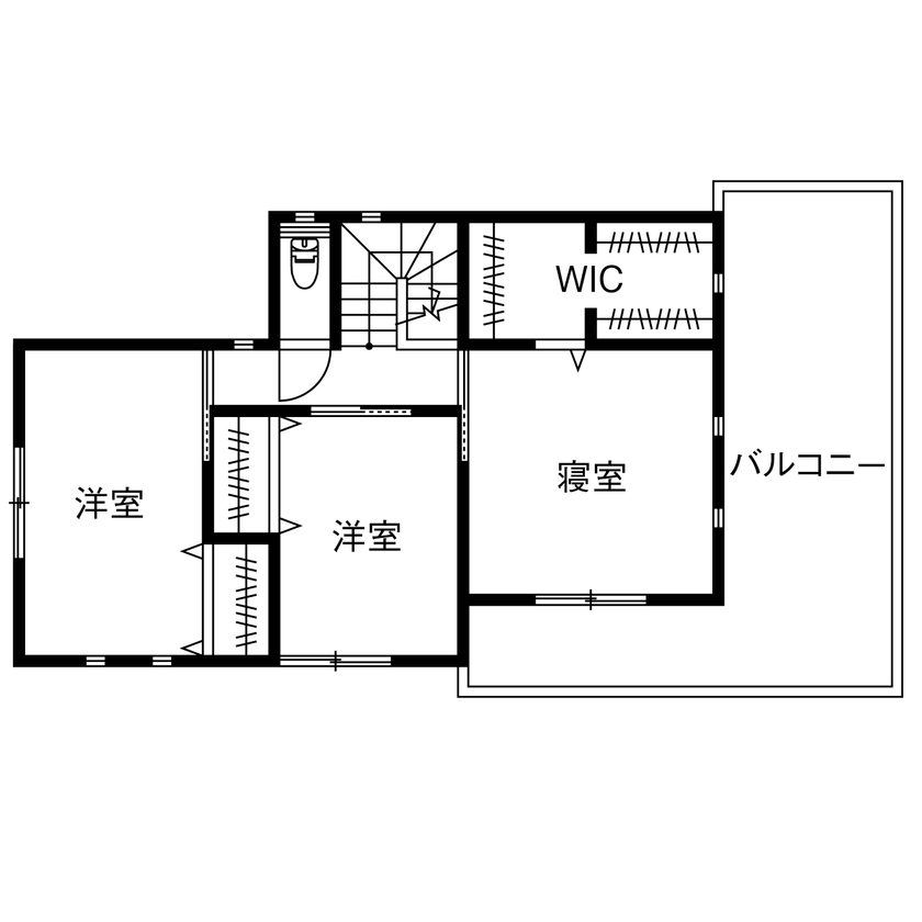 イワタ建設 【大空間リビング/2000万円台/30坪台/間取り】VRを活用しイメージをそのまま形に。スタイリッシュに暮らすの間取り図（3LDK＋畳コーナー）2階