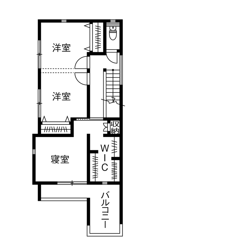 イワタ建設 【店舗併用/1000万円台/30坪台/間取り】店舗併用をコンパクトに実現！南国リゾートスタイル×ヘアサロン併設の間取り図（3LDK＋ヘアサロン）2階