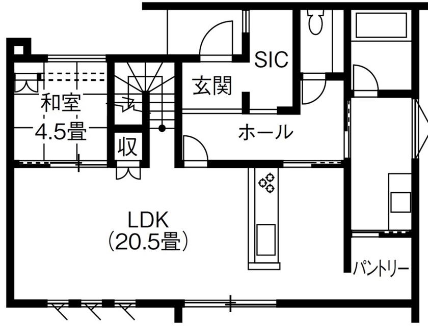 あいホーム。石塚工務店 【2500万円／間取り図有】スクエア型がカッコよく、タイル貼りの外観が灯りに映える住まいの間取り図（4LDK）