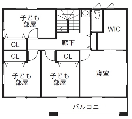 あいホーム。石塚工務店 【1600万円/間取り図有】杉の板張り天井に檜の床。無垢材の香りが心地よい住まいの間取り図（4LDK）２階