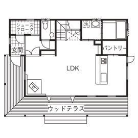 あいホーム。石塚工務店 【1650万円/間取り図有】一緒に考え、楽しく建てる！憧れのカバードポーチが庭と室内を緩やかに繋ぐ住まいの間取り図（4LDK）1階