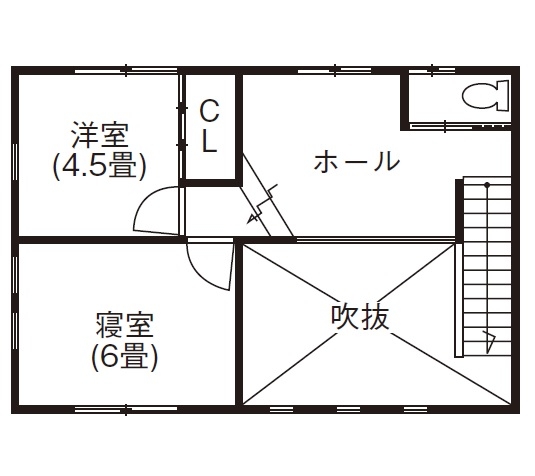 あいホーム。石塚工務店 【1480万円/間取り図有】リズムのついた勾配屋根が特徴的な外観　要望をしっかりと叶えられた理想の住まいの間取り図（3LDK）２階