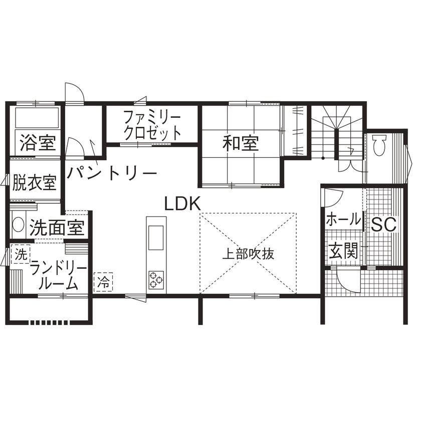 あいホーム。石塚工務店 【1680万円/間取り図有】カッコイイと暮らしやすいが融合した住まい。細やかな提案に光るセンスの間取り図（4LDK）1階
