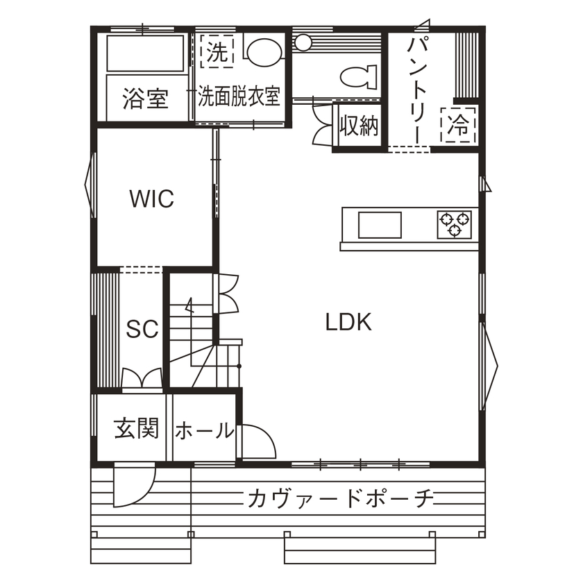 あいホーム。石塚工務店 【1600万円/間取り図有】デザインセンスと熱量で叶える　憧れのサーファーズハウスの間取り図（3LDK）1階