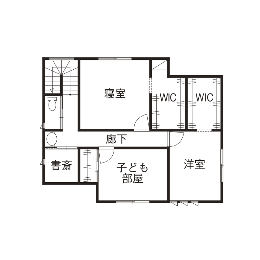 あいホーム。石塚工務店 【間取り図有】黒のガルバリウムが存在感を放ち、自然素材×モダンなデザインがオシャレな住まいの間取り図（4LDK）2階