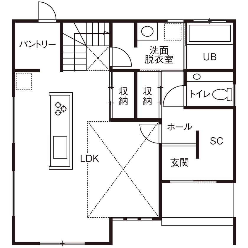 あいホーム。石塚工務店 【1500～1999万円台/間取り図有】好みのテイストにドンピシャ「やりたい」を全部叶えた家の間取り図（3LDK）1階