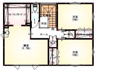 橋本建設 【北広島市／1000万円台／間取り図あり】安心して長く住み続けられる家を目指して、長期優良住宅基準で建築の間取り図（4LDK）2階
