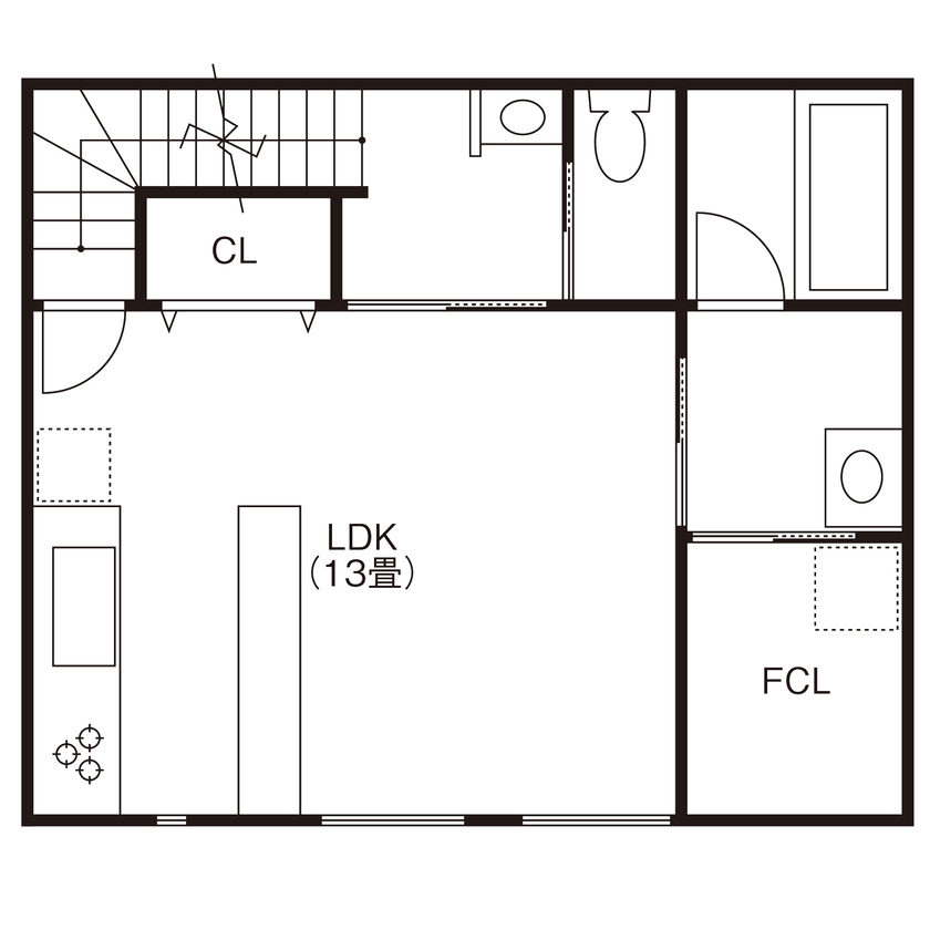 グランディルホーム 【1920万円×約18坪の狭小地×インナーガレージ】友人が多く集う家は、隠せる収納でいつもすっきりの間取り図（3LDK＋S）2階