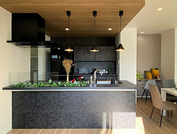 グランディルホーム 【中庭×約23.5畳の広々LDK】玄関、キッチン、リビングすべてに自然光が舞い込むの建築実例画像4