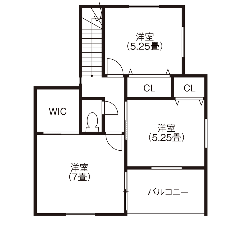 グランディルホーム 【1710万円×巨大カーポート】床面積を抑えつつ、どこまでチャレンジできるか？設計力が試された1棟の間取り図（3LDK）2階