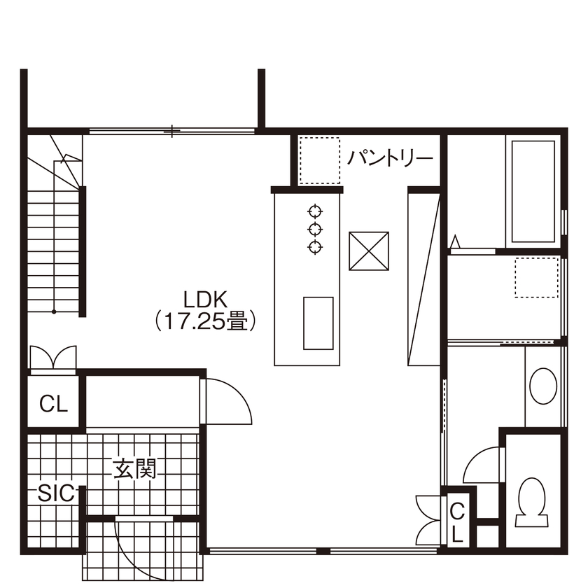 グランディルホーム 【1850万円×モノトーンで魅せる家】黒と白が織りなすスタイリッシュな暮らし方の間取り図（3LDK＋F）1階