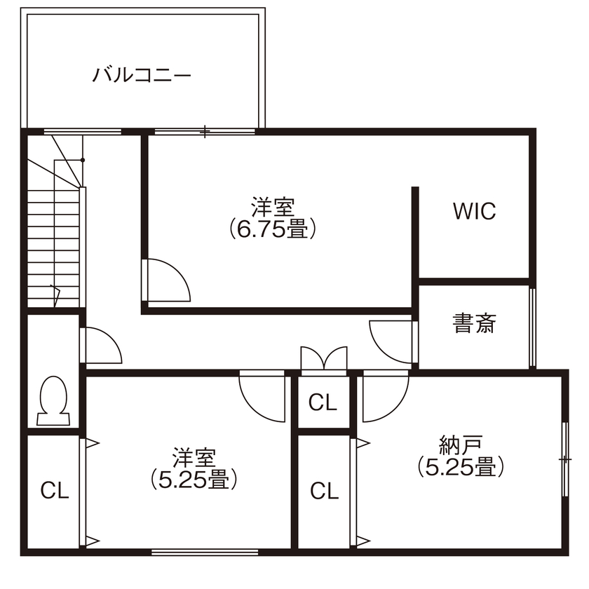グランディルホーム 【1850万円×モノトーンで魅せる家】黒と白が織りなすスタイリッシュな暮らし方の間取り図（3LDK＋F）2階