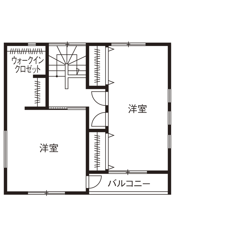 第一伊藤建設 【浜松市｜30坪｜間取り有】廊下のない間取りでリビングは広々！ナチュラル×アメリカンな家事ラクの家の間取り図（4LDK）２階