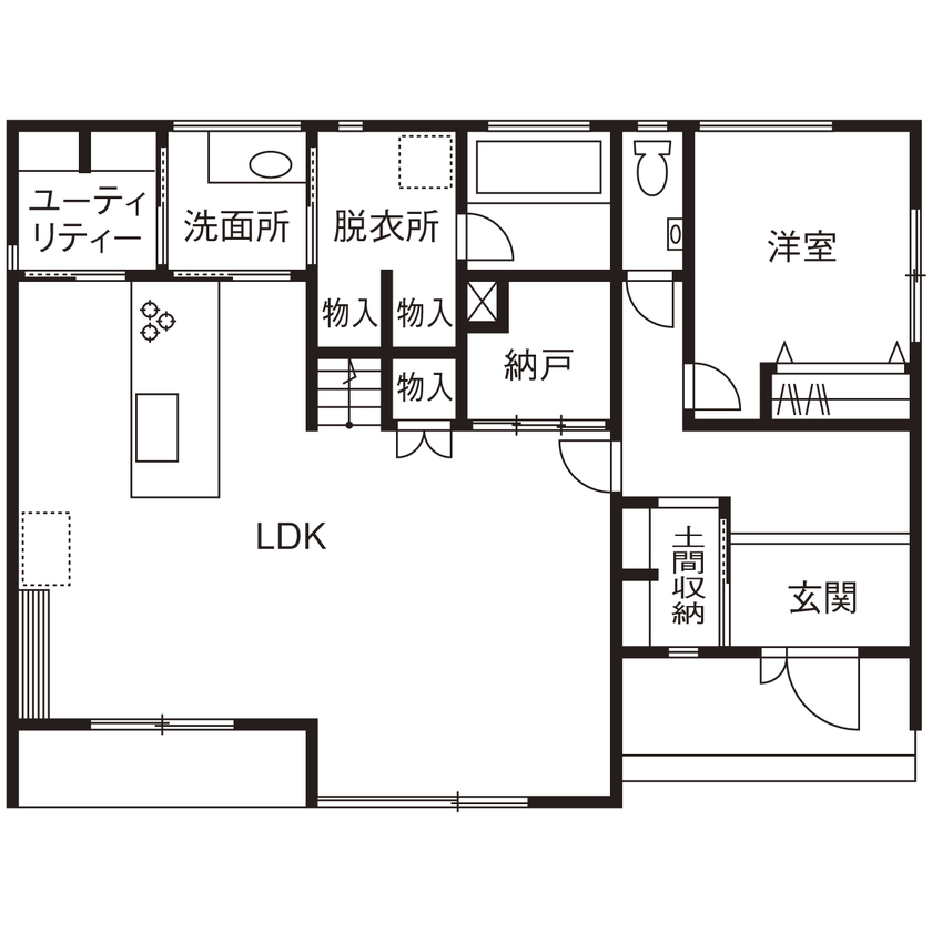 第一伊藤建設 【浜松市｜シンプルモダン｜間取り有】冬は床暖房いらずで夏も爽やか。収納も充実した家事ラクな家の間取り図（4LDK）１階